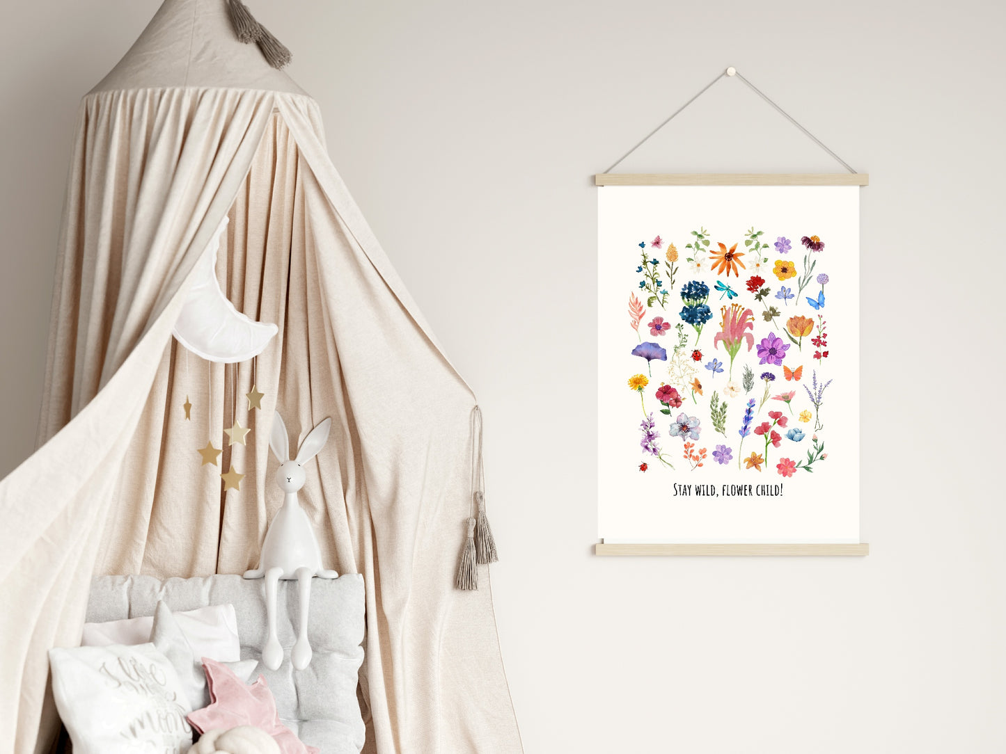 Stay Wild Flower Child Print | Floral Kids Wall Art