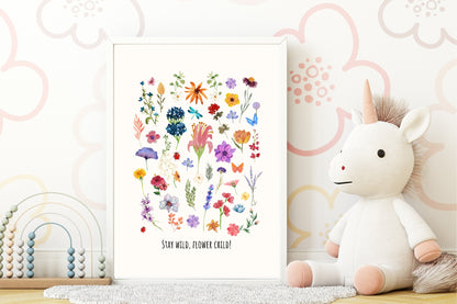 Stay Wild Flower Child Print | Floral Kids Wall Art