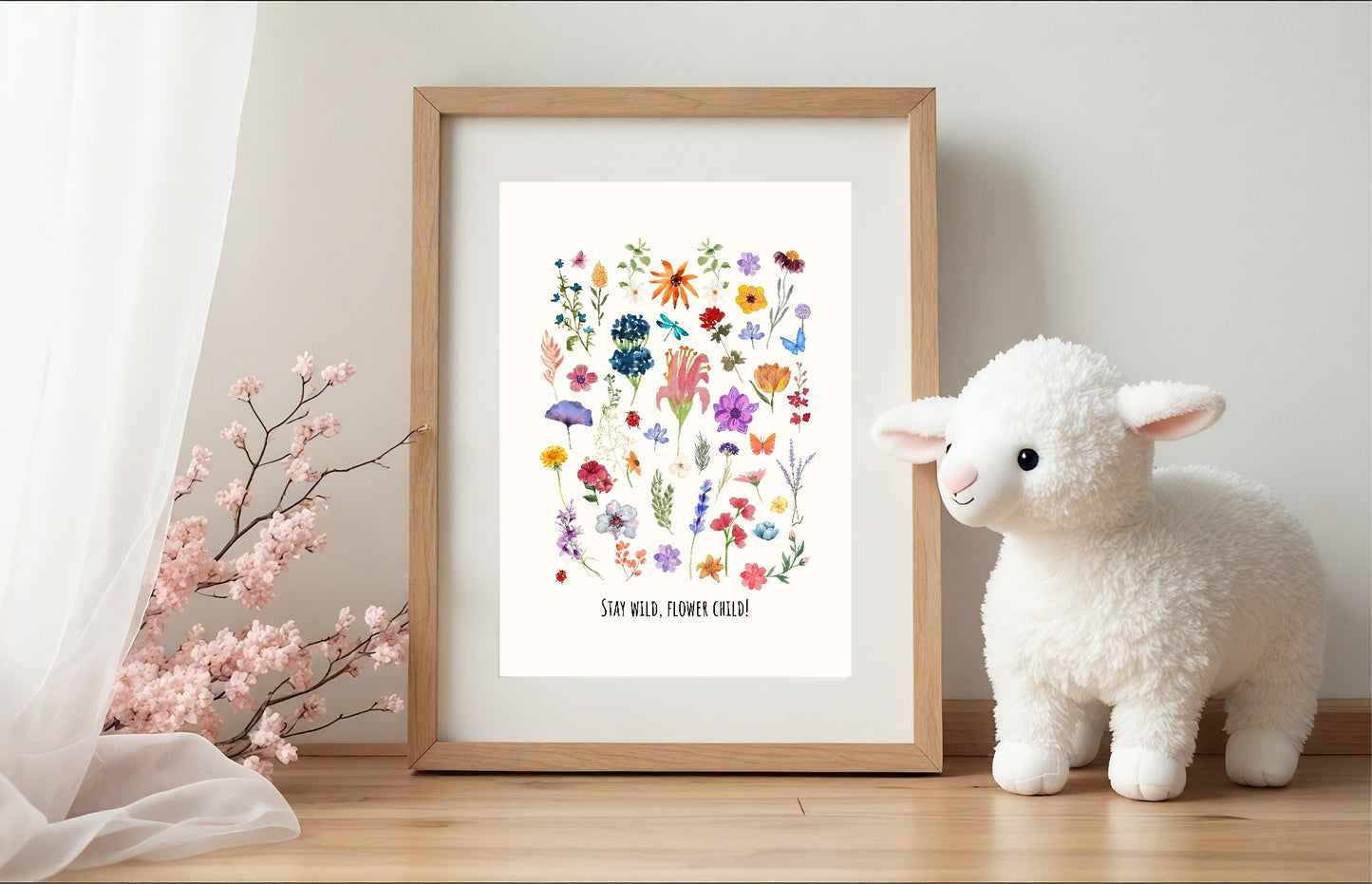 Stay Wild Flower Child Print | Floral Kids Wall Art
