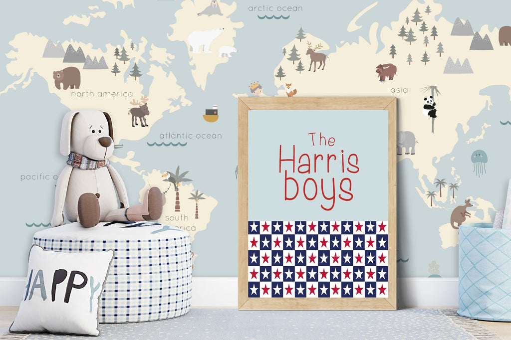 Personalised Brothers Print | Sibling Wall Art