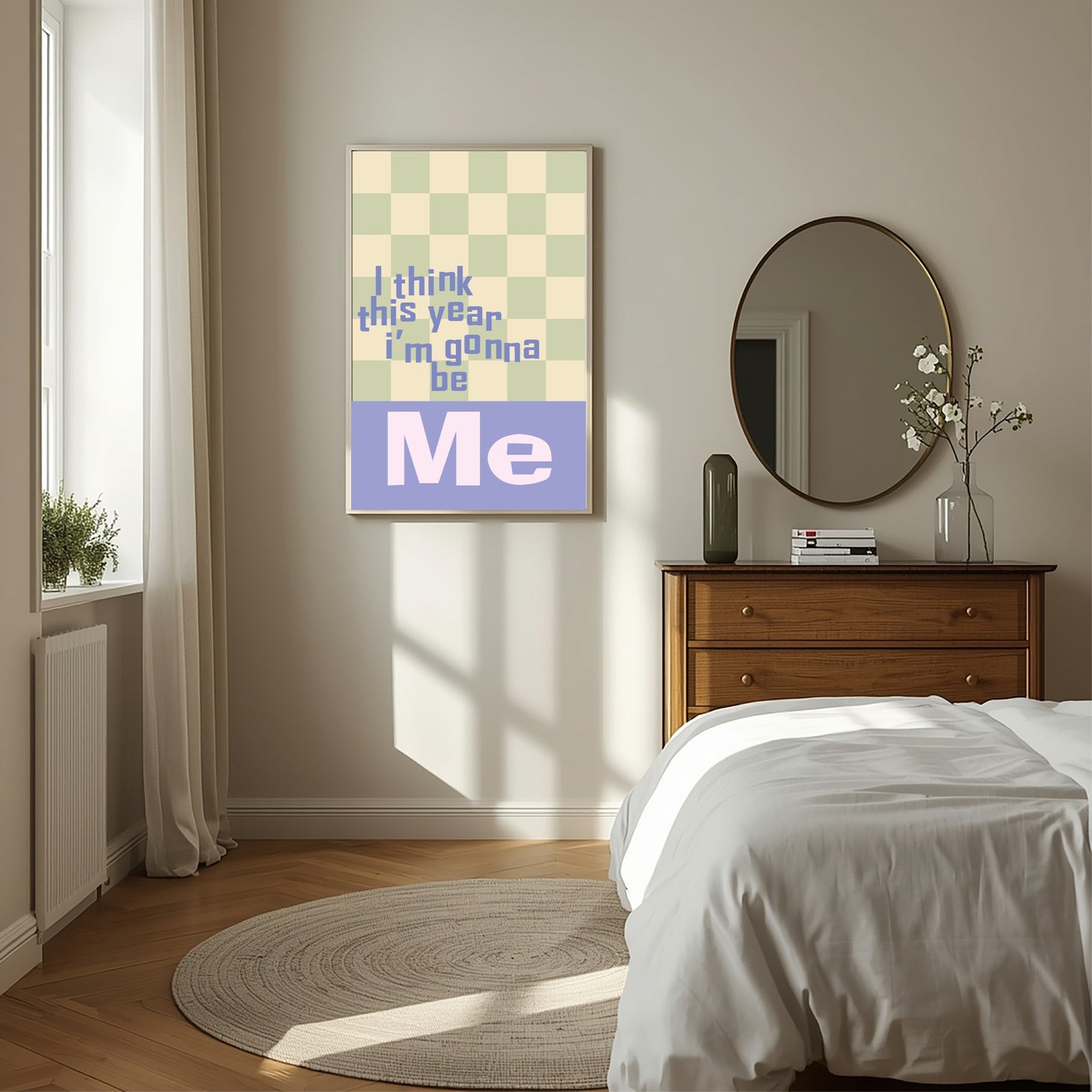 I Think This Year I'm Gonna Be Me | Fun Checked Wall Art