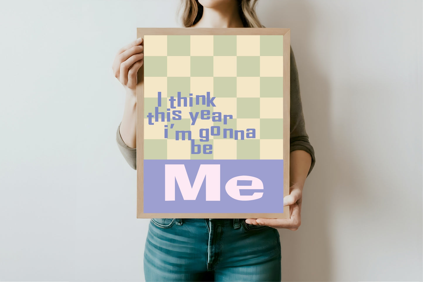 I Think This Year I'm Gonna Be Me | Fun Checked Wall Art