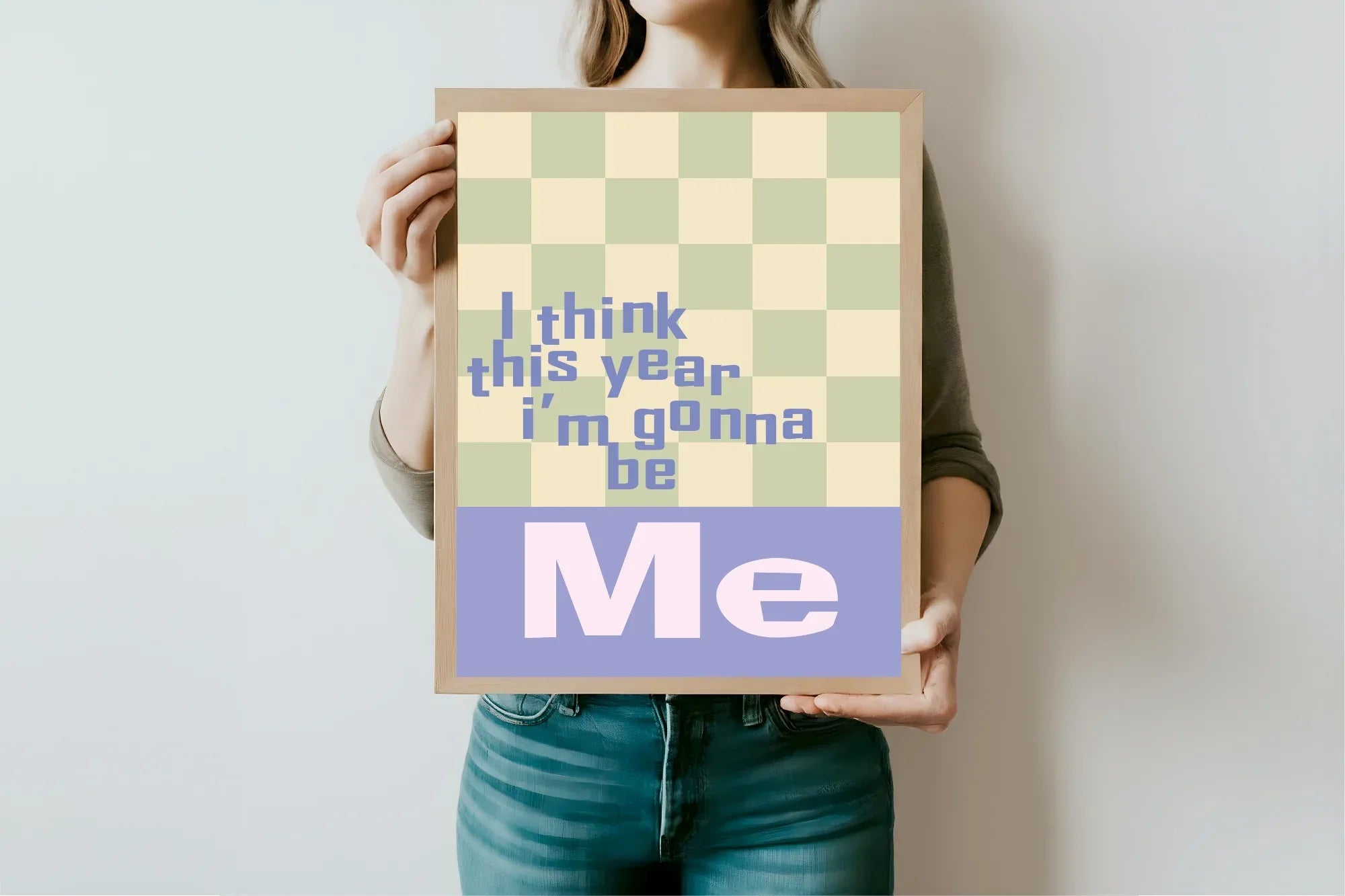 I Think This Year I'm Gonna Be Me | Fun Checked Wall Art - Larosier Prints