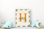 Personalised Green & Orange Name Wall Art Print