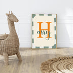 Personalised Green & Orange Name Wall Art Print