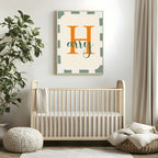 Personalised Green & Orange Name Wall Art Print