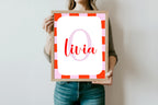 Personalised Red & Pink Initial Name Print | Kids Wall Art