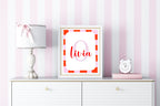 Personalised Red & Pink Initial Name Print | Kids Wall Art