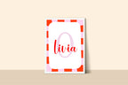 Personalised Red & Pink Initial Name Print | Kids Wall Art
