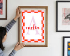 Personalised Red & Pink Name Print | Kids Wall Art