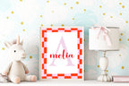 Personalised Red & Pink Name Print | Kids Wall Art