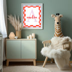 Personalised Red & Pink Name Print | Kids Wall Art