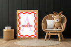 Personalised Red & Pink Name Print | Kids Wall Art