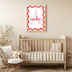 Personalised Red & Pink Name Print | Kids Wall Art