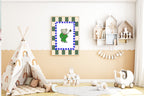 Babar The Elephant Wall Art Print | Green, Beige & Purple Border