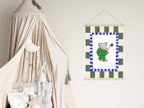 Babar The Elephant Wall Art Print | Green, Beige & Purple Border