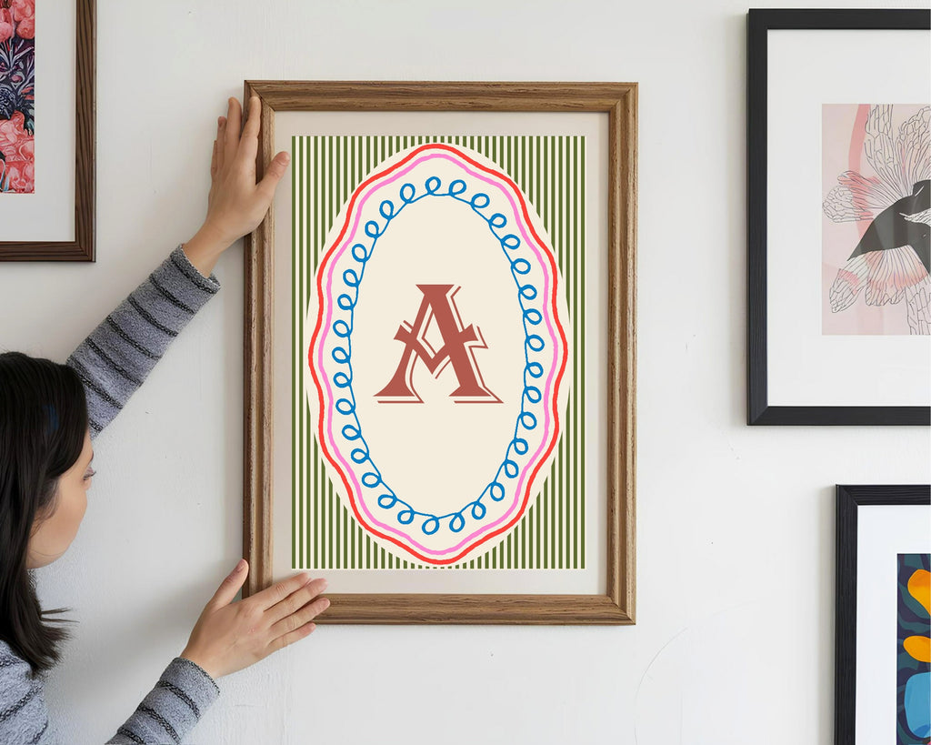 Personalised Striped Initial Print | Kids Wall Art
