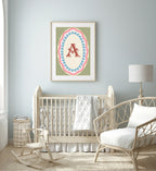 Personalised Striped Initial Print | Kids Wall Art