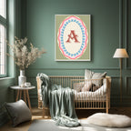 Personalised Striped Initial Print | Kids Wall Art