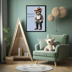 Pinstripe Teddy Welcome To Boyhood Wall Art Print