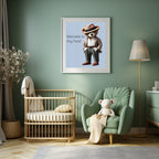 Pinstripe Teddy Welcome To Boyhood Wall Art Print