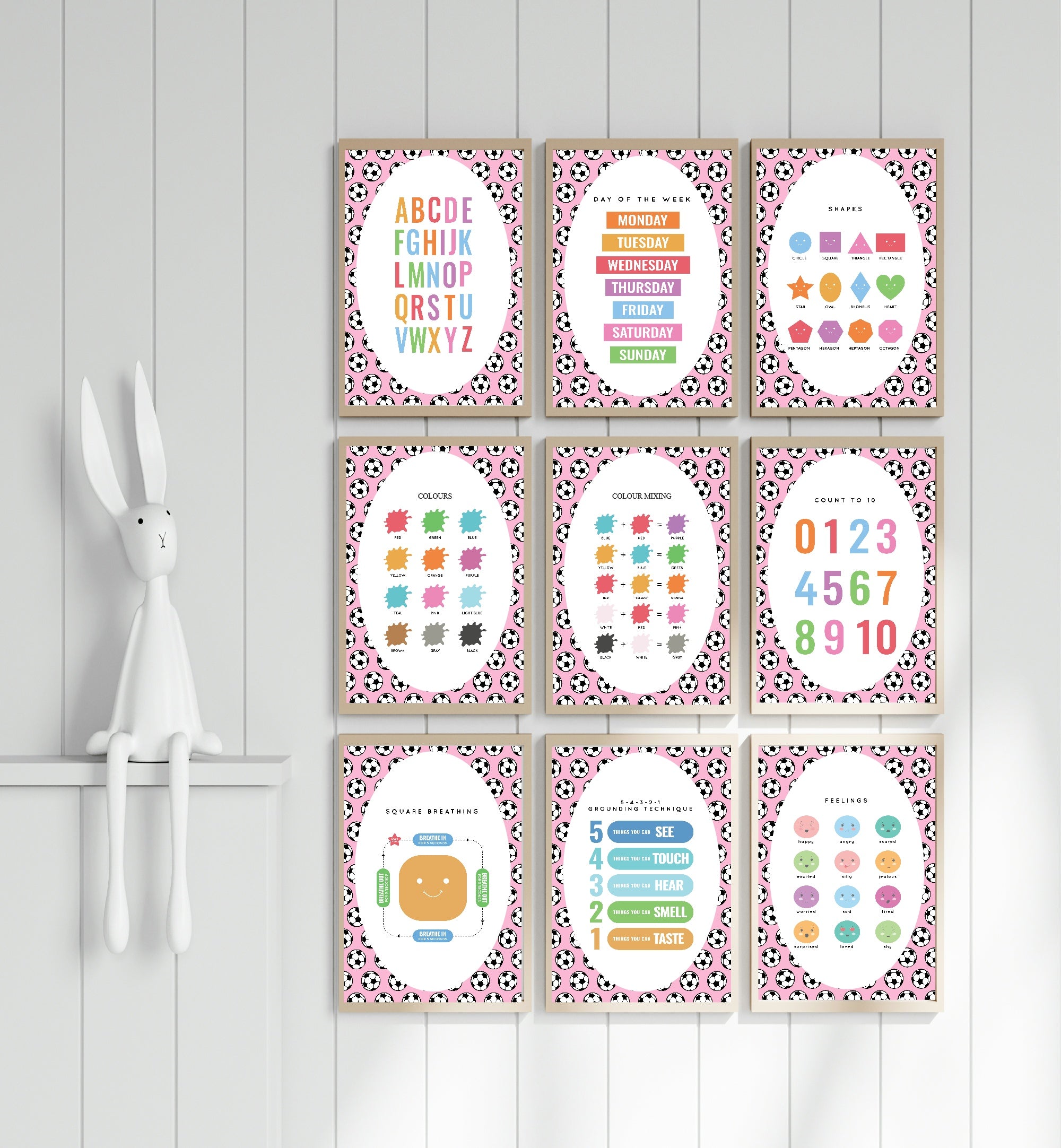 Pink Football Colours Poster | Educational Wall Art