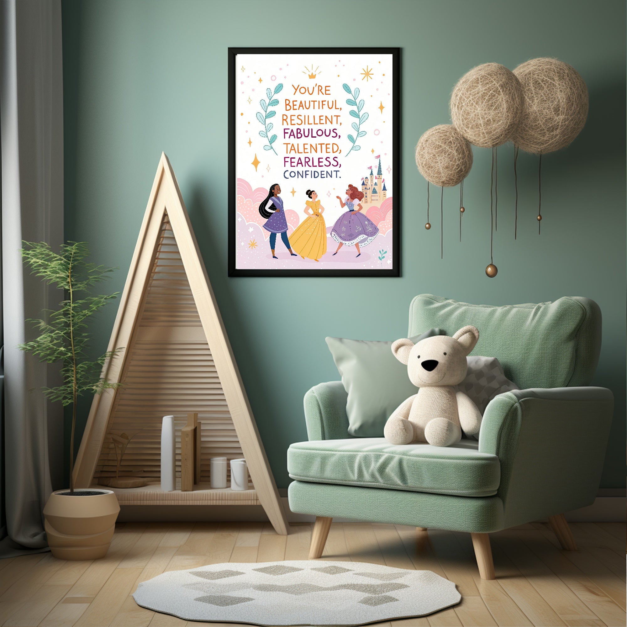 Princess Positive Affirmations Print | Kids Wall Art