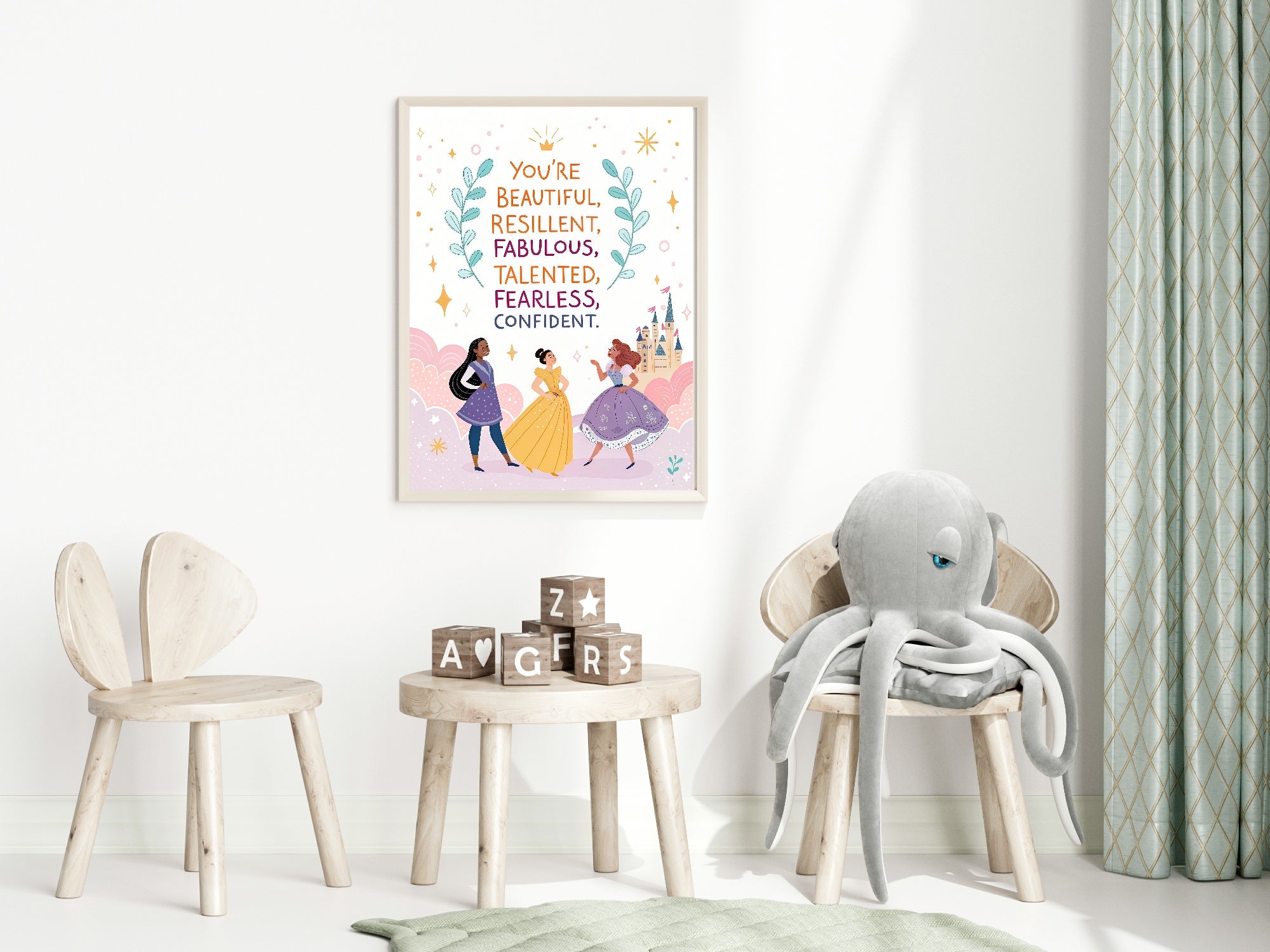 Princess Positive Affirmations Print | Kids Wall Art