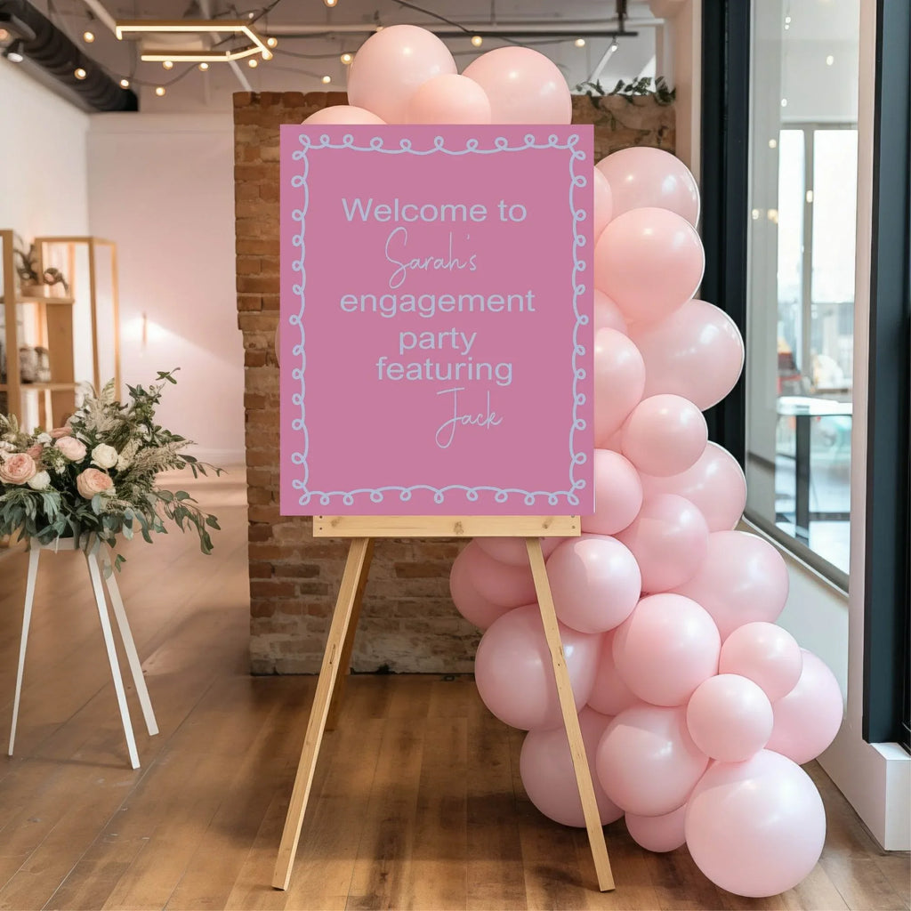 Pink & Blue Featuring Funny Engagement Welcome Party Sign - Larosier Prints