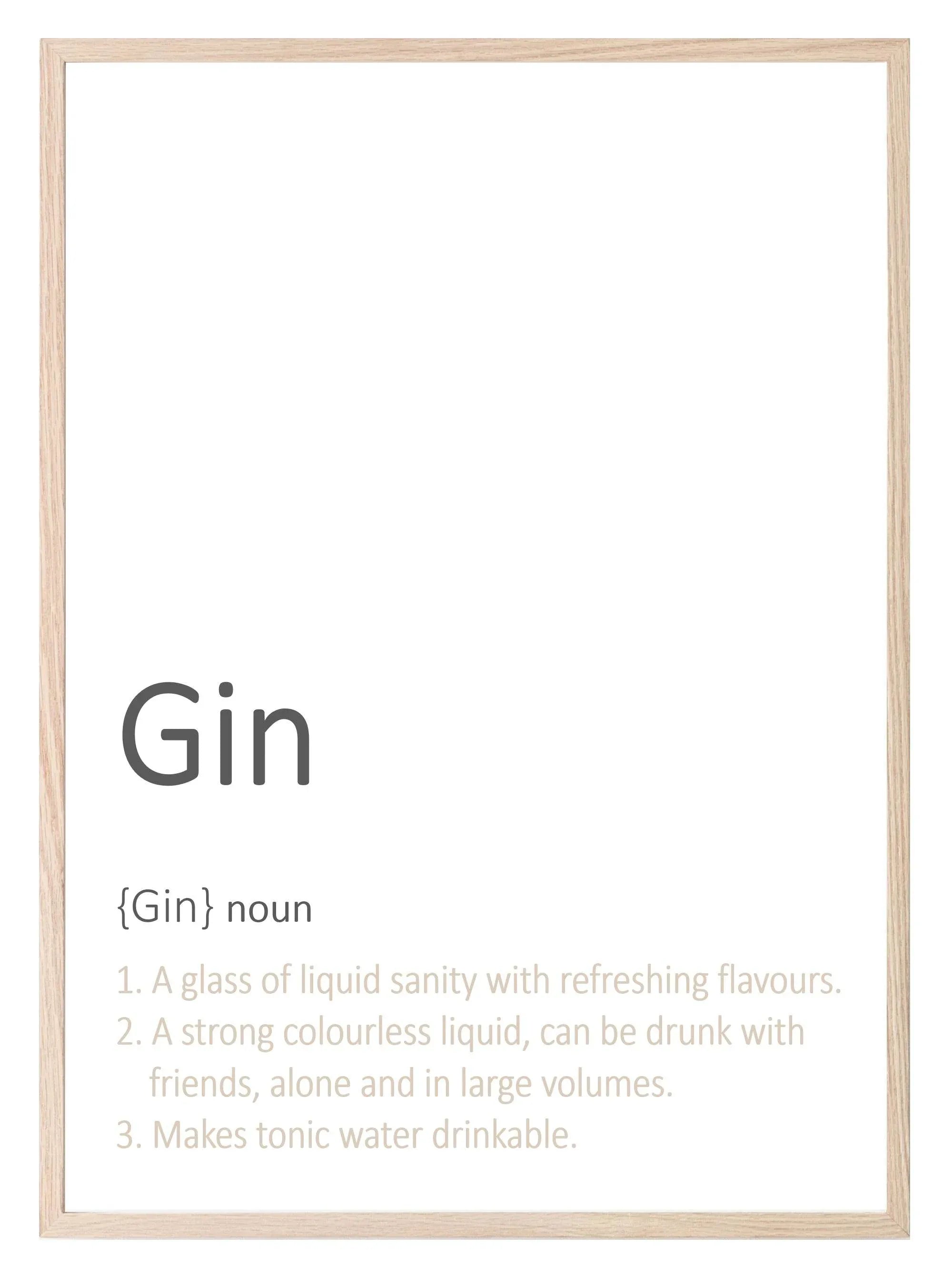 Gin Definition Print | Food & Drink Wall Art | Customisable - Larosier Prints