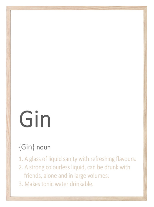 Gin Definition Print | Food & Drink Wall Art | Customisable