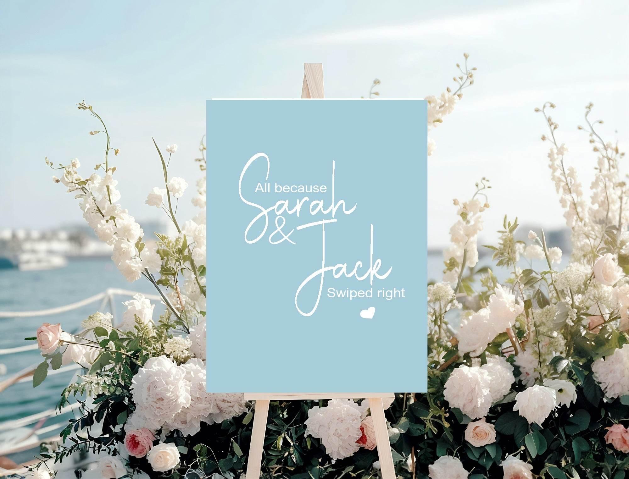 Pastel Swiped Right Engagement Welcome Party Sign | Colour Options - Larosier Prints