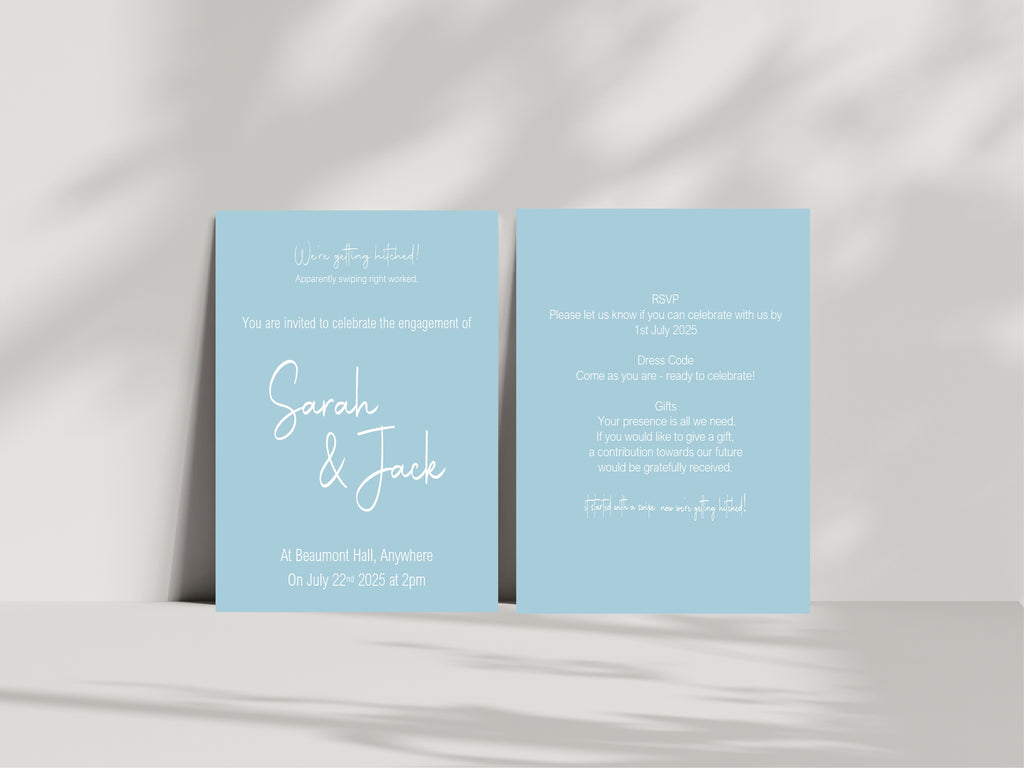 Pastel Swiped Right Engagement Party Invitations | Colour Options | Pack of 10