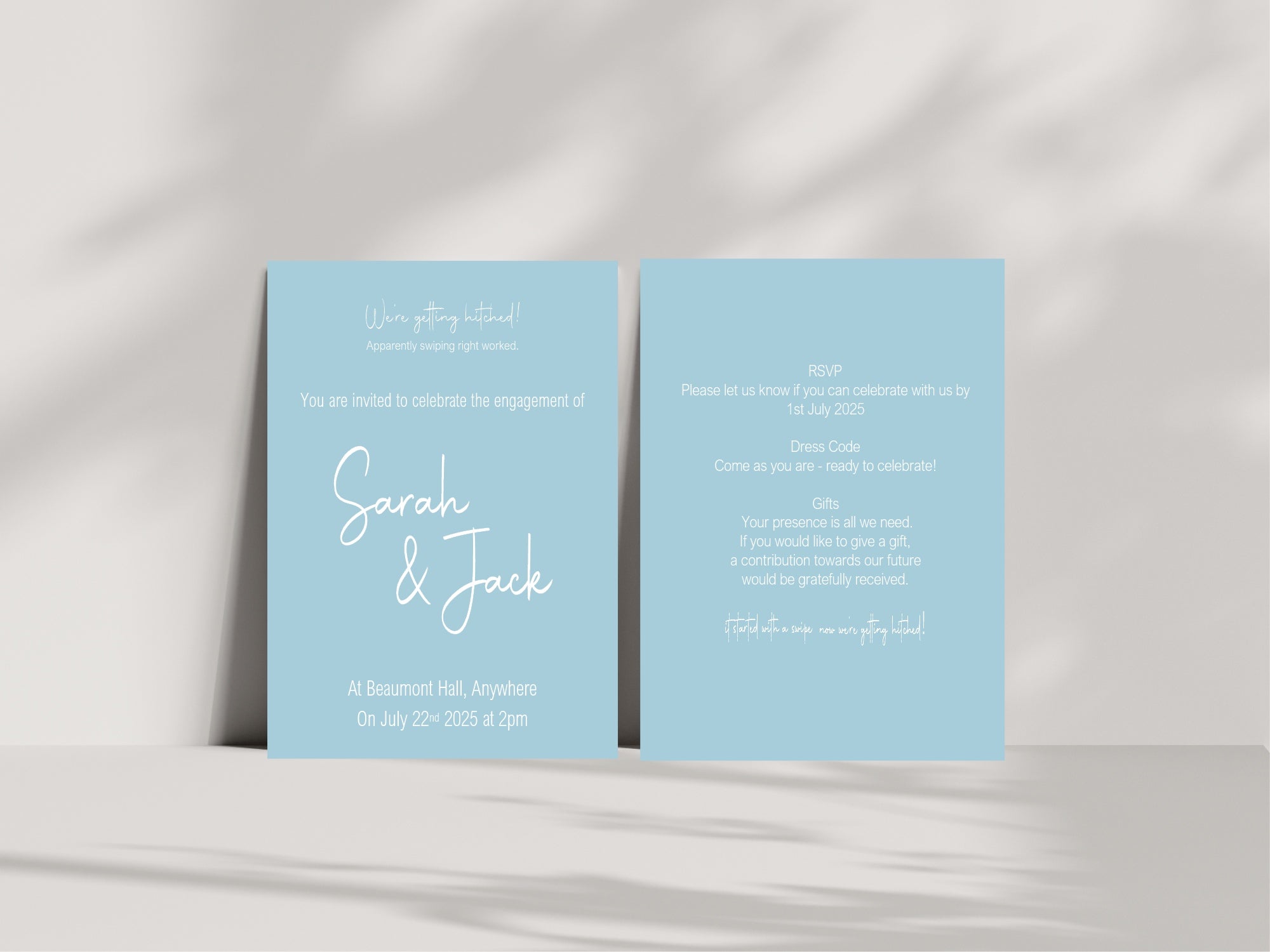 Pastel Swiped Right Engagement Party Invitations | Colour Options | Pack of 10