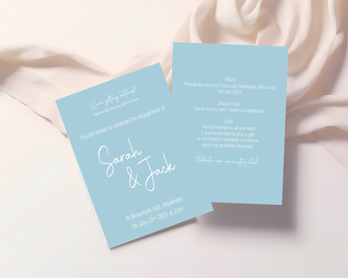 Pastel Swiped Right Engagement Party Invitations | Colour Options | Pack of 10