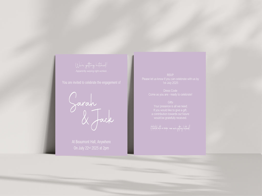 Pastel Swiped Right Engagement Party Invitations | Colour Options | Pack of 10