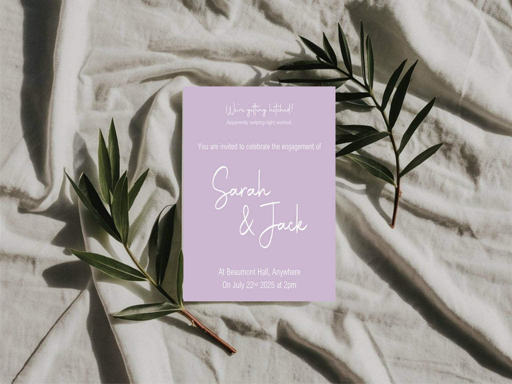 Pastel Swiped Right Engagement Party Invitations | Colour Options | Pack of 10
