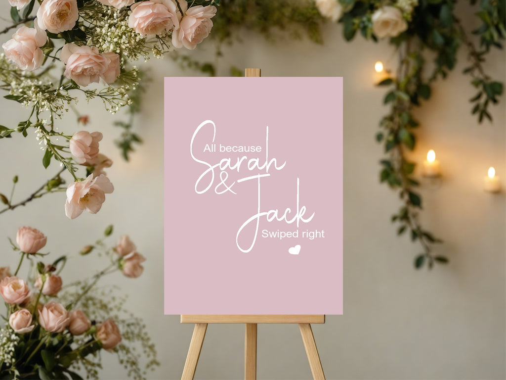 Pastel Swiped Right Engagement Party Invitations | Colour Options | Pack of 10