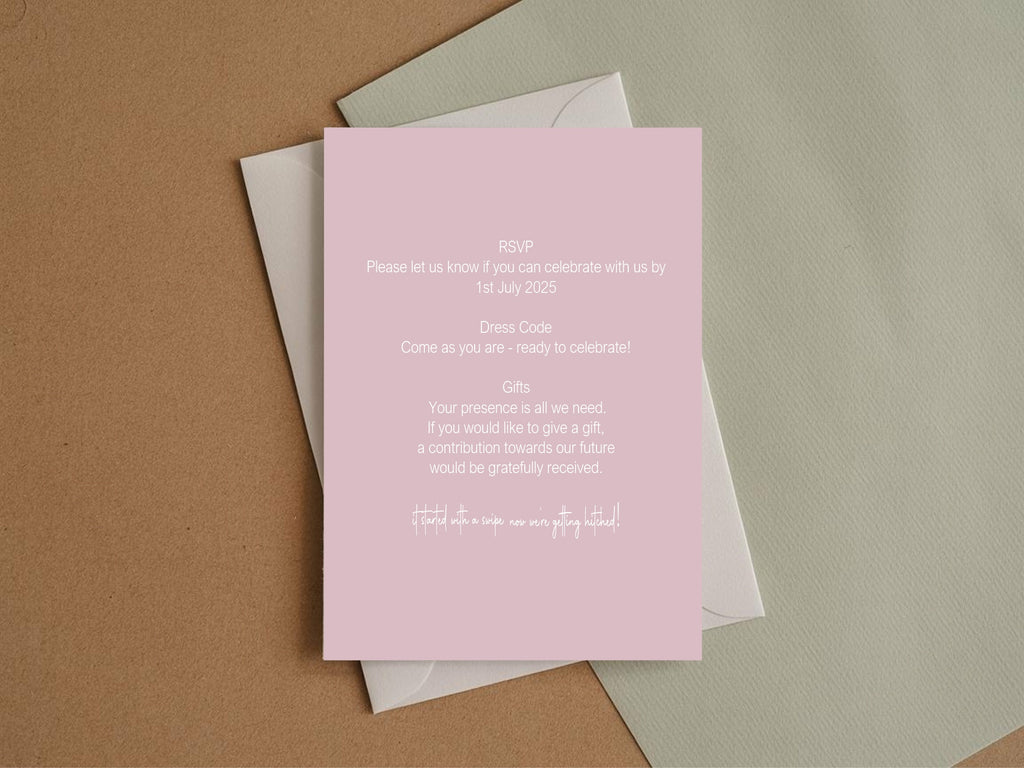 Pastel Swiped Right Engagement Party Invitations | Colour Options | Pack of 10