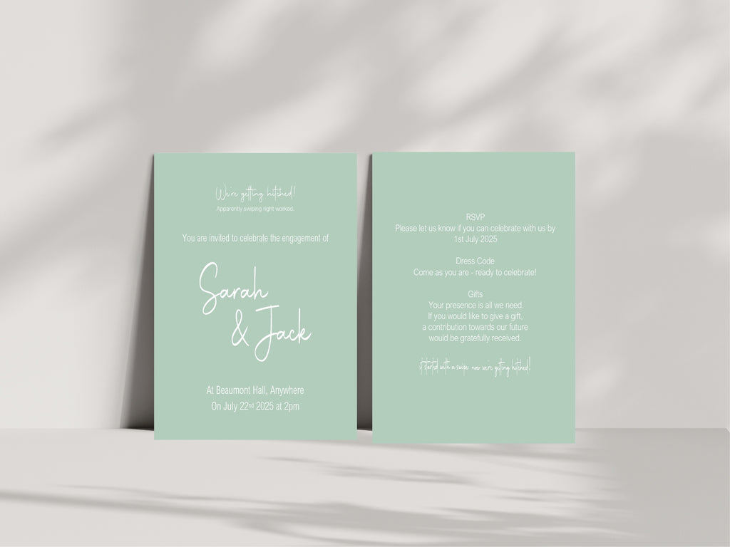 Pastel Swiped Right Engagement Party Invitations | Colour Options | Pack of 10