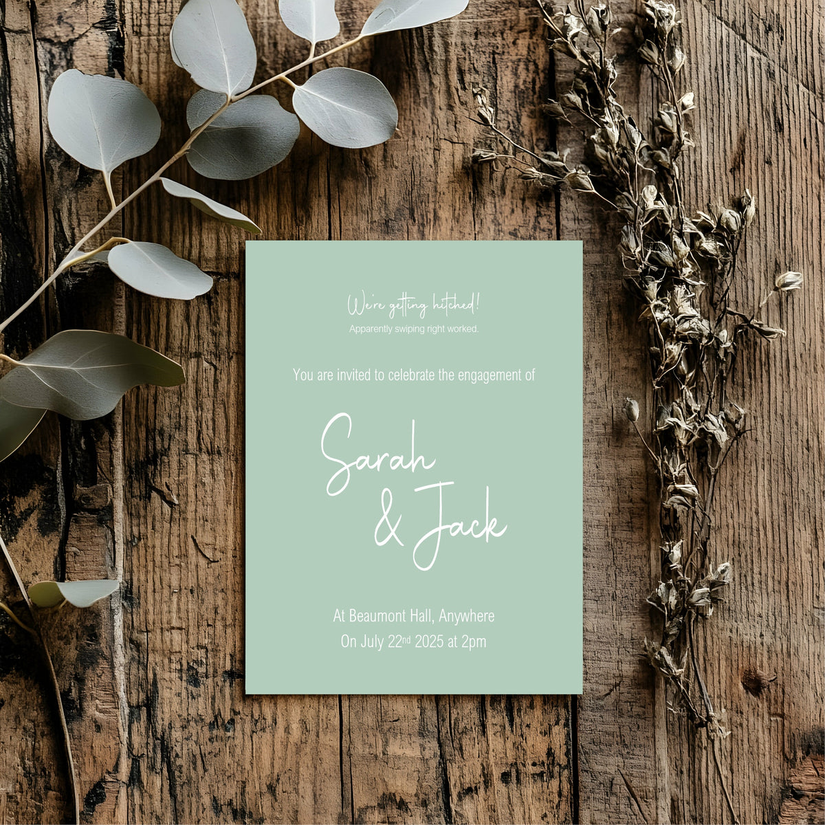 Pastel Swiped Right Engagement Party Invitations | Colour Options | Pack of 10
