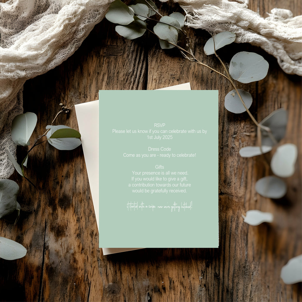Pastel Swiped Right Engagement Party Invitations | Colour Options | Pack of 10