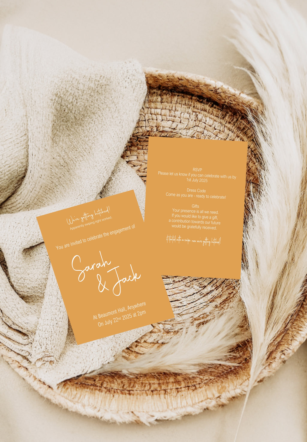 Pastel Swiped Right Engagement Party Invitations | Colour Options | Pack of 10