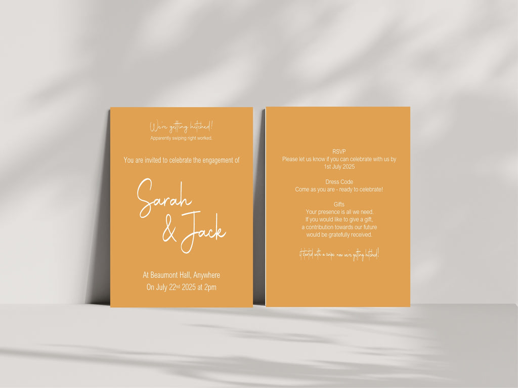 Pastel Swiped Right Engagement Party Invitations | Colour Options | Pack of 10