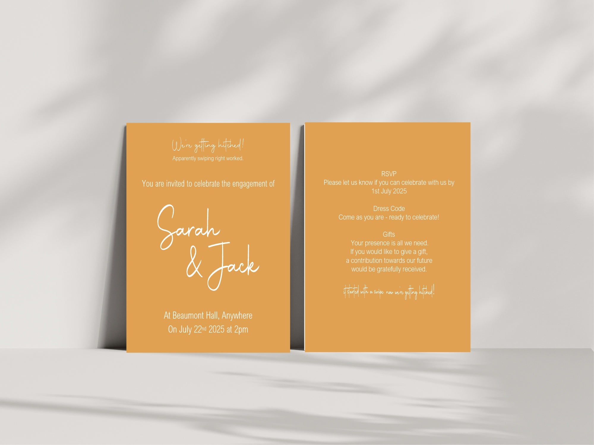 Pastel Swiped Right Engagement Party Invitations | Colour Options | Pack of 10