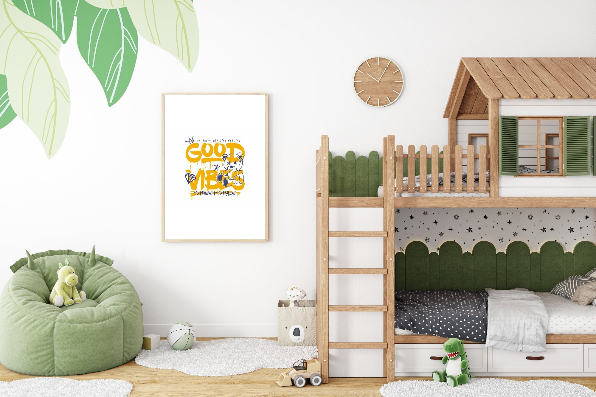 Yellow Good Vibes Teddy Print | Positive Wall Art