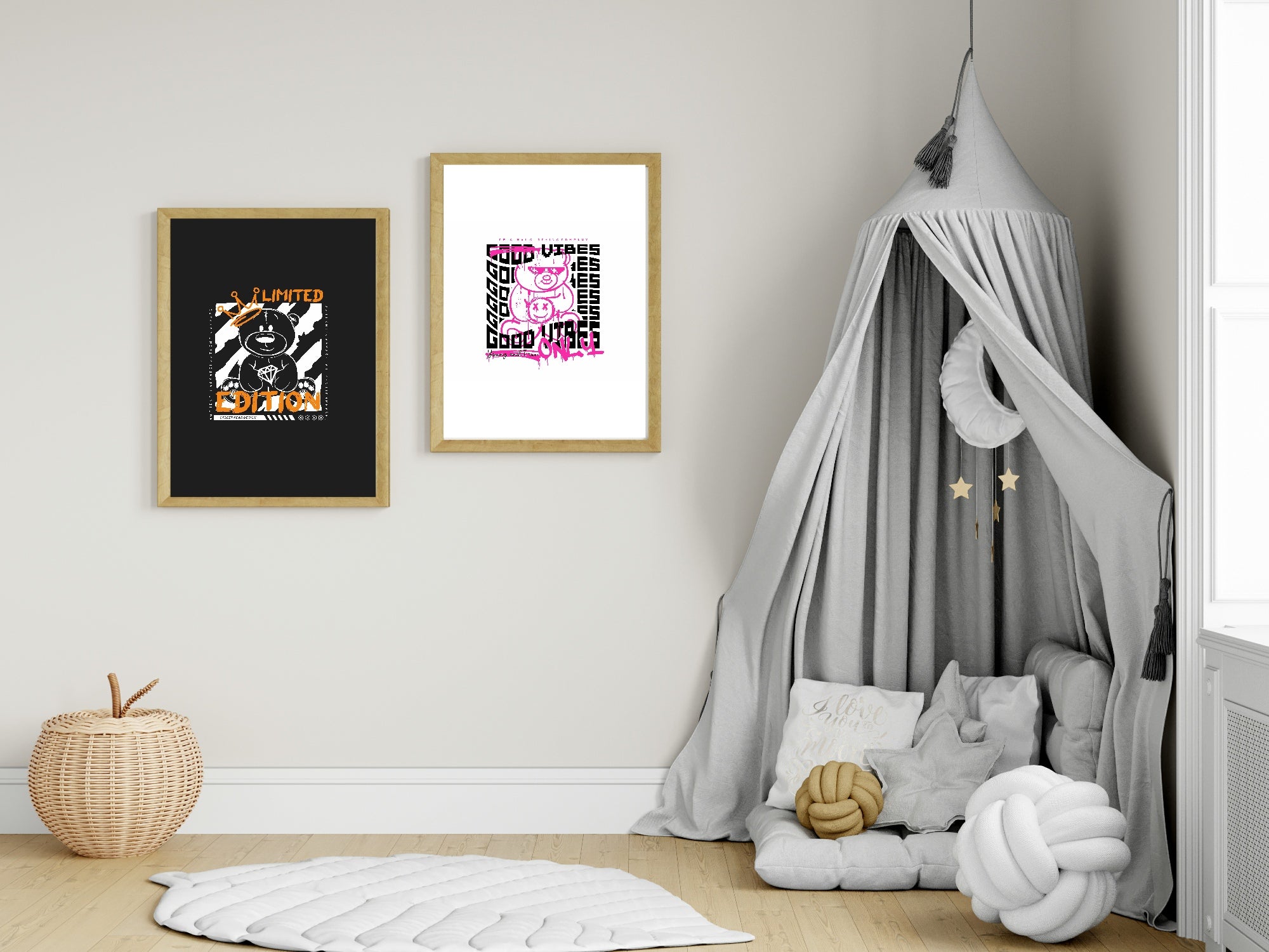 Black & Yellow Limited Edition Teddy Wall Art Print