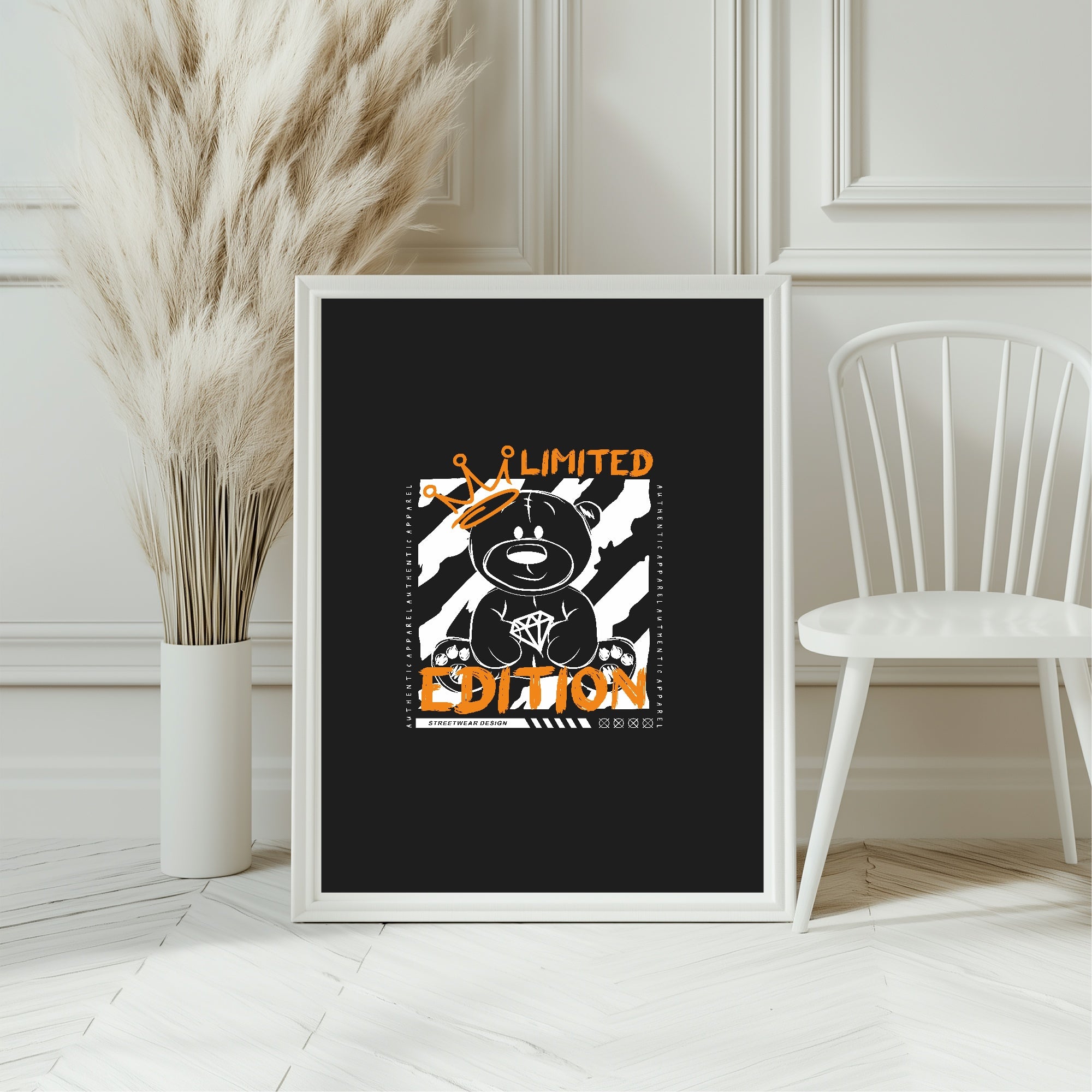 Black & Yellow Limited Edition Teddy Wall Art Print