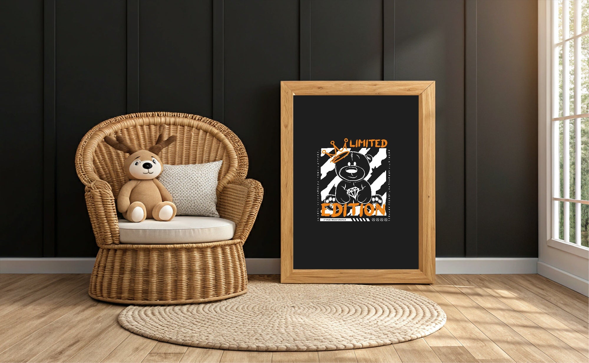 Black & Yellow Limited Edition Teddy Wall Art Print