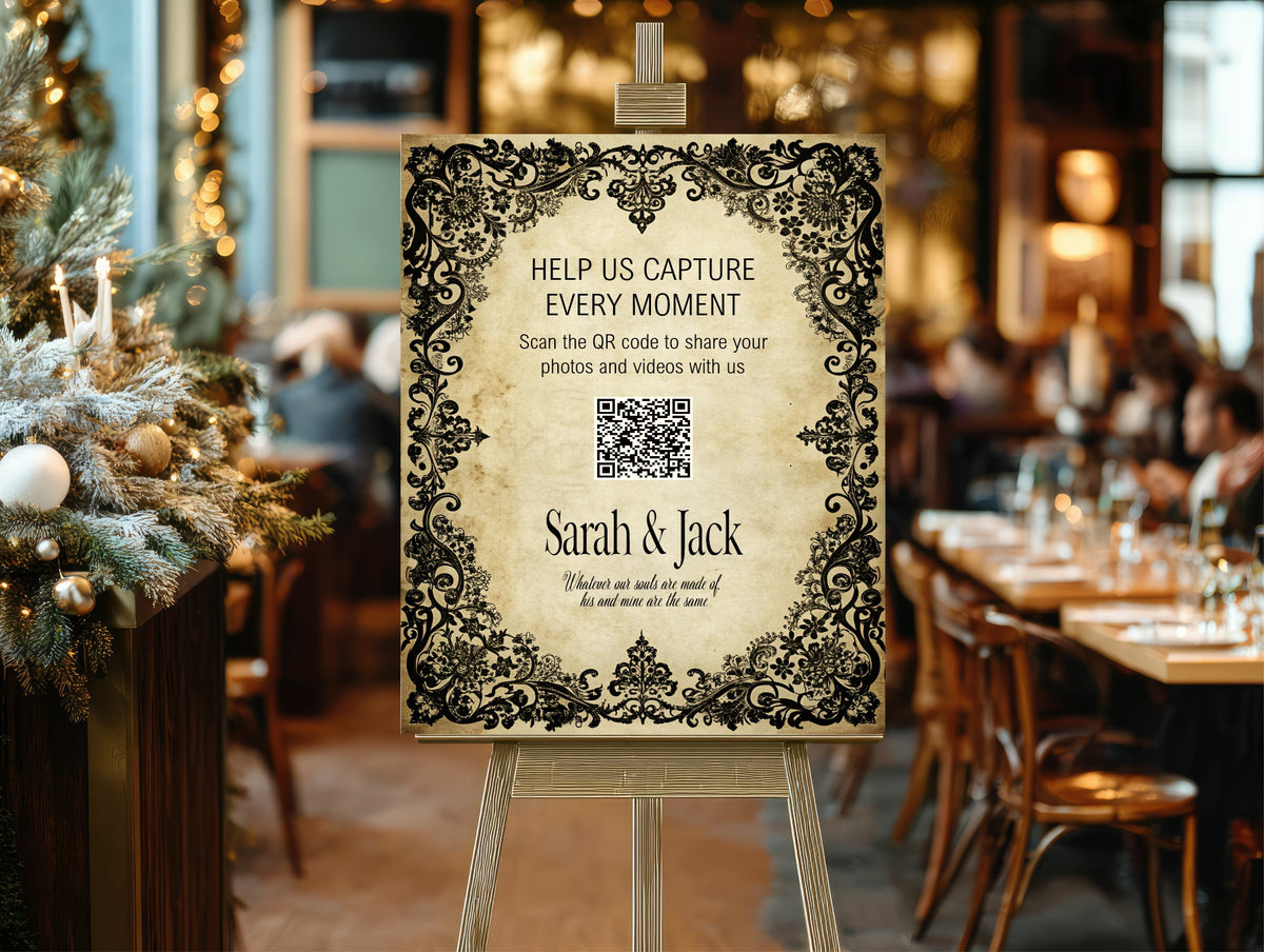 Personalised Black Lace Wedding Sign | Custom Wording